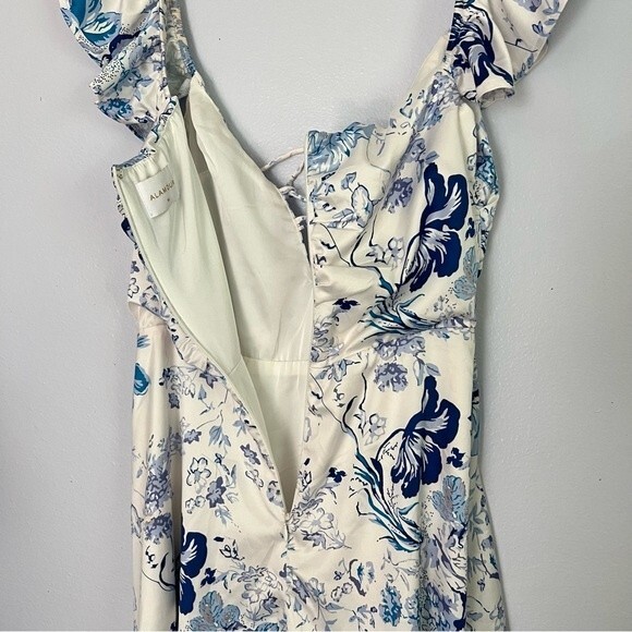 Alamour The Label Blue Floral Lace Front Mini Dress - M - Picture 5 of 10